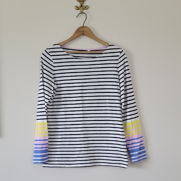 Boden 100% Cotton Striped Long Sleeve Tee Size 10 - Picture 1 of 6
